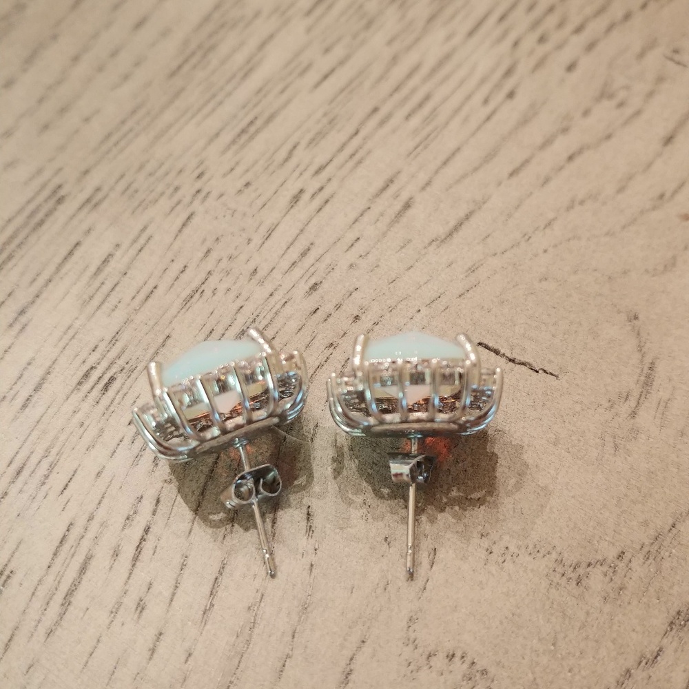 Opal and rhinestone earrings - Picture 2 of 2